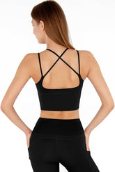 Black Kelly Strappy Long Line Padded Sports Bra - Women - Pineapple Clothing